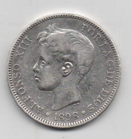 ALFONSO XIII DEL AÑO 1891 *91 DE 5 PESETAS